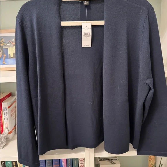 NEW with tags - Ann Taylor - Navy Blue Open Front Cardigan - XL - Picture 2 of 7